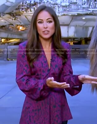 Kaylee Hartung’s navy and purple printed top on Good Morning America