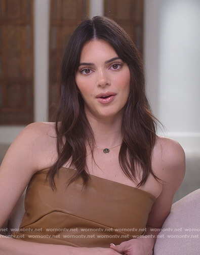Kendall's brown confessional top on The Kardashians