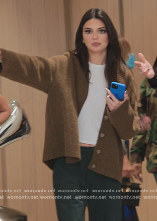 Kendall’s brown knit cardigan on The Kardashians
