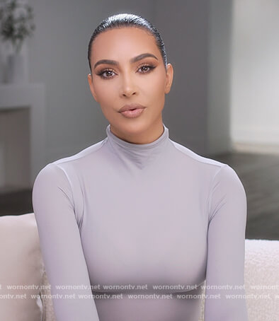 Kim's gray turtleneck bodysuit on The Kardashians