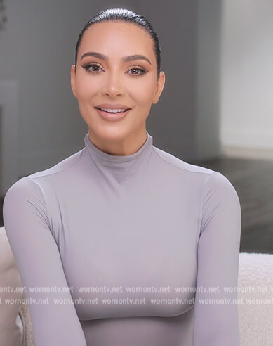 Kim's gray turtleneck bodysuit on The Kardashians
