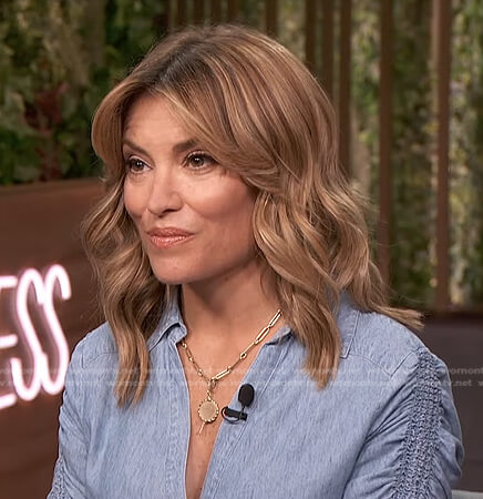 Kit's chambray shirred sleeve top on Access Hollywood
