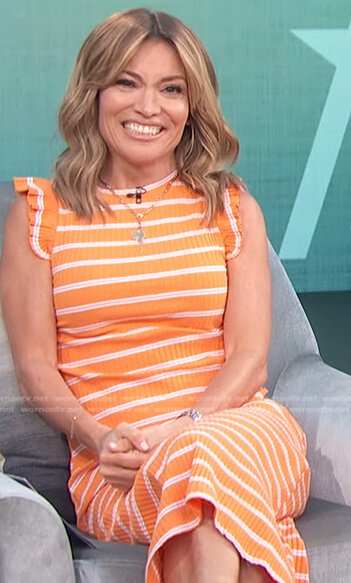 Kit’s orange striped ribbed dress on Access Hollywood