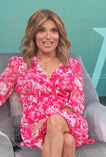 Kit's pink floral wrap dress on Access Hollywood