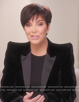 Kris's black velvet blazer on The Kardashians