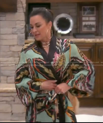 Kyle's green leaf print robe on The Real Housewives of Beverly Hills