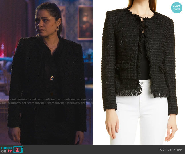 L'Agence Angelina Sequin Tweed Jacket worn by Mel Vera (Melonie Diaz) on Charmed