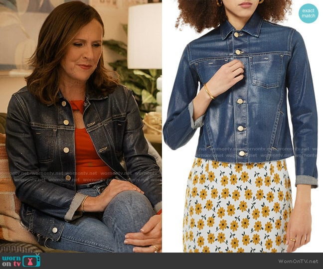 L'Agence Glitter Coated Denim Jacket worn by Jackie Stilton (Molly Shannon) on I Love That For You