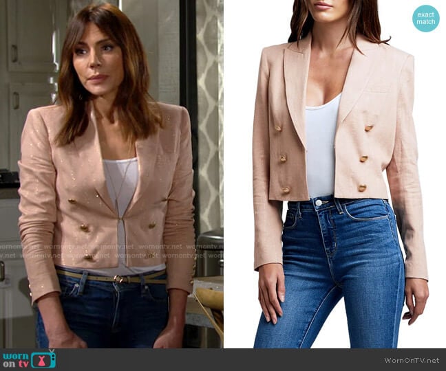 L'Agence Inez Blazer in Biscuit worn by Taylor Hayes (Krista Allen) on The Bold and the Beautiful