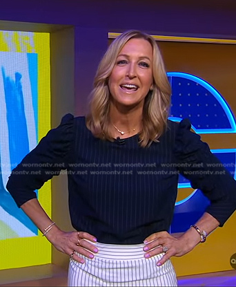 Lara’s navy pinstripe top on Good Morning America