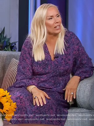 Leanne Morgan's purple floral print dress on The Kelly Clarkson Show
