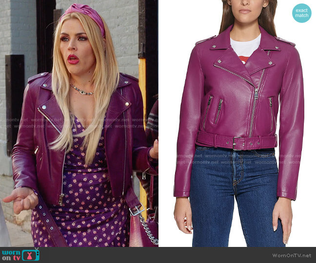 Levis Plumberry Faux Leather Jacket worn by Summer Dutkowsky (Busy Philipps) on Girls5eva