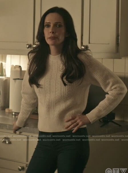 Lois’s white pointelle knit sweater on Superman and Lois