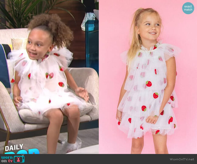 Strawberry Tulle Dress by Lola and The Boys worn by Mykal-Michelle Harris on E! News Daily Pop