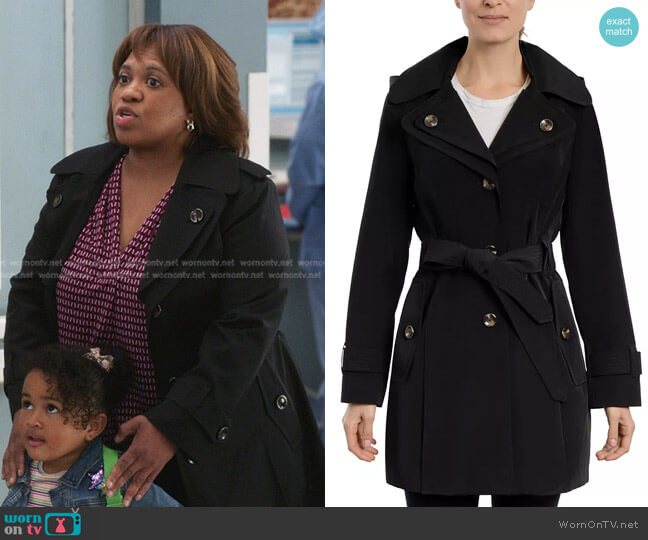 Single-Breasted Belted Raincoat by London Fog worn by Chandra Wilson on Greys Anatomy