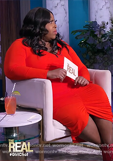 Loni’s red ruched front dress on The Real