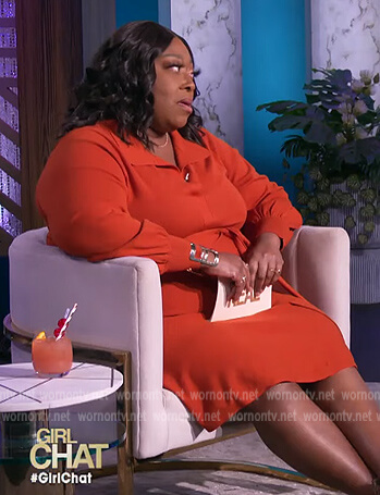 Loni’s red tie wast dress on The Real