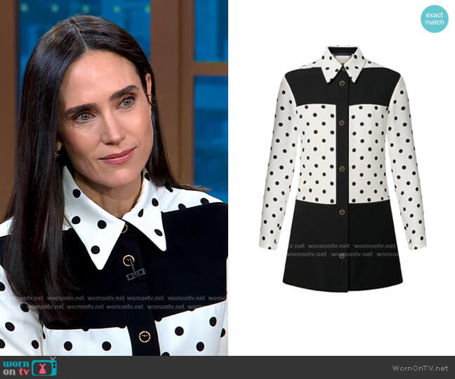 Jennifer Connelly Upgrades Polka Dot Shirt Dress With Block Heel Boots for  'Good Morning America