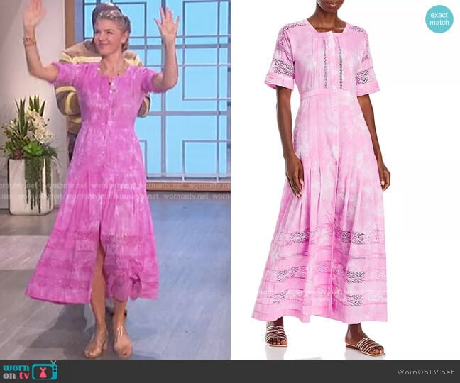 Edie Lace Inset Midi Dress by LoveShackFancy worn by Amanda Kloots on The Talk