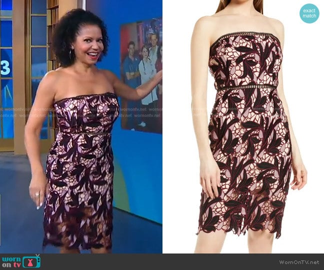 Jana Crochet Lace Strapless Dress by Lulus worn by Gloria Reuben on Good Morning America