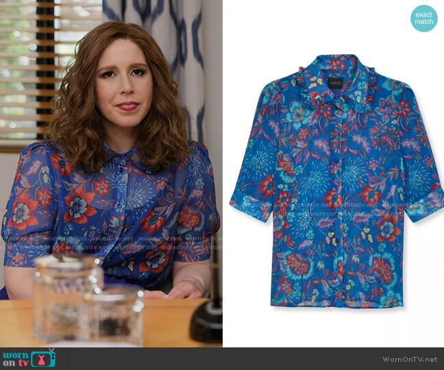 Madeleine Agate Blue Floral Blouse worn by Joanna Gold (Vanessa Bayer) on I Love That For You