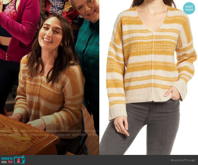 Madewell Juniper Space Dye Stripe Ribbed Sweater worn by Dawn Solano (Sara Bareilles) on Girls5eva