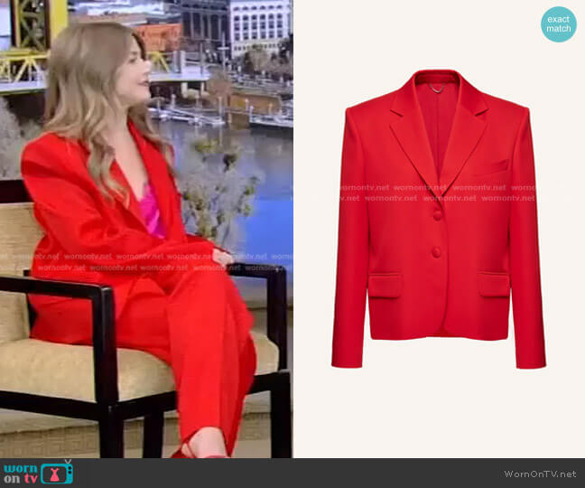 Tailored Wool Blazer in red by Magda Butrym worn by Julianne Hough on Live with Kelly and Ryan