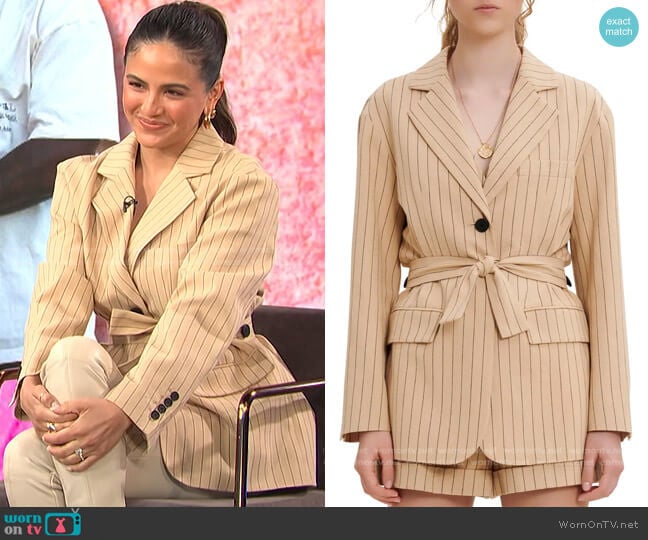 Varcel Belted Blazer by Maje worn by Erin Lim on E! News