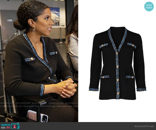 Maje Myster Cardigan worn by Adriana Diaz on CBS Mornings