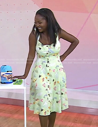 Makho's green butterfly print dress on Today