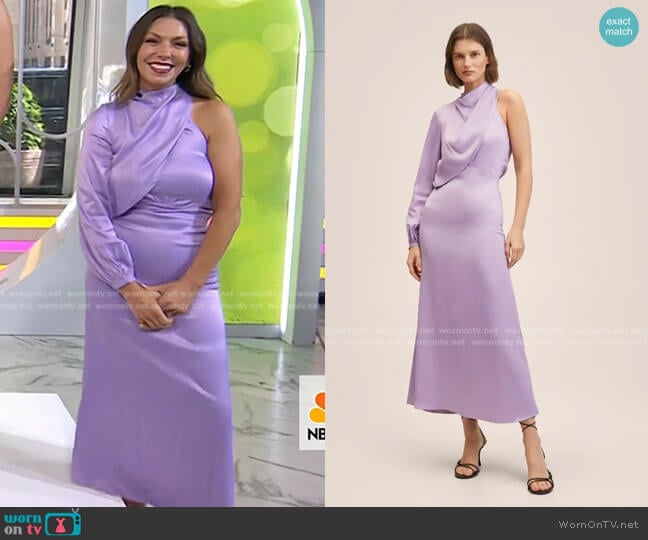 WornOnTV: Melissa Garcia’s lilac asymmetric satin dress on Today ...