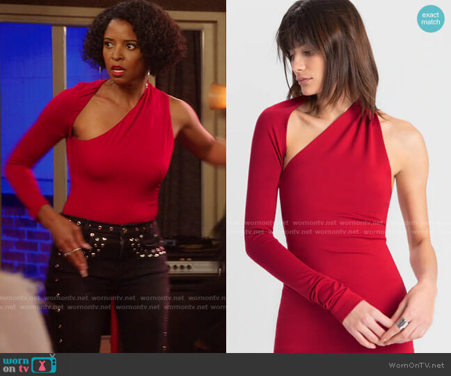 Marcella NY Manhattan One Shoulder Top worn by Wickie Roy (Renée Elise Goldsberry) on Girls5eva