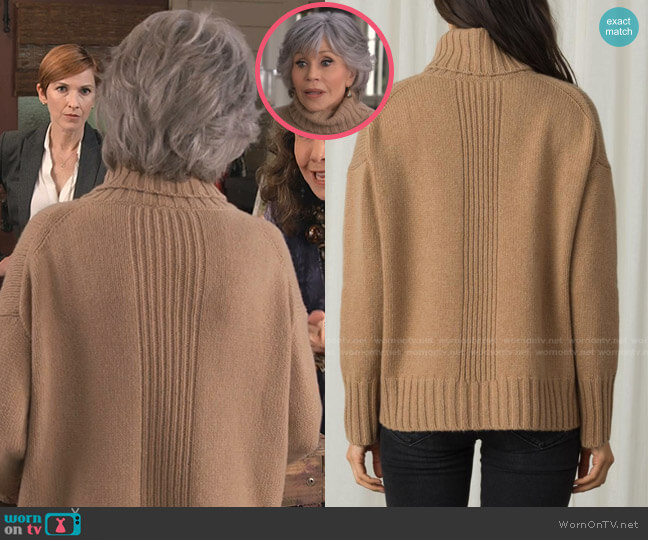 Vera Turtleneck Sweater by Margaret O'Leary worn by Grace (Jane Fonda) on Grace & Frankie