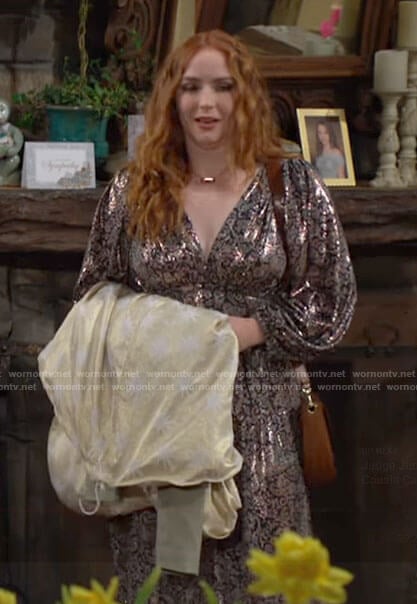 Mariah’s metallic pre-wedding dress on The Young and the Restless