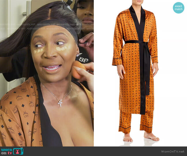 Unisex Classic Logo Silk Reversible Robe by MCM worn by Marlo Hampton on The Real Housewives of Atlanta