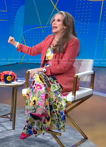 Melissa Gilbert’s pink blazer and floral maxi dress on Good Morning America