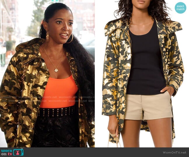 MICHAEL Michael Kors Metallic Camo Jacket worn by Wickie Roy (Renée Elise Goldsberry) on Girls5eva