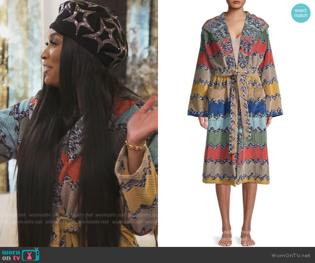 Wilfred Chevron Hooded Robe by Missoni worn by Marlo Hampton on The Real Housewives of Atlanta
