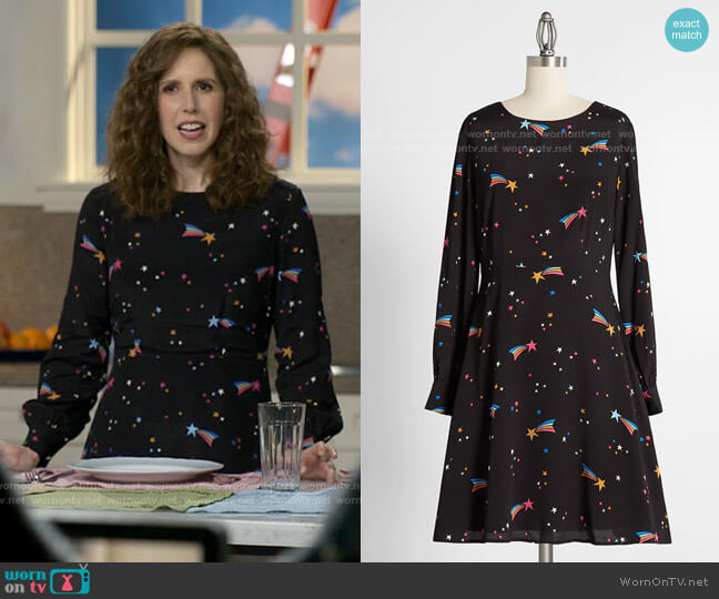 Sugarhill Brighton at ModCloth Wishing On A Shooting Star Fit and Flare Dress worn by Joanna Gold (Vanessa Bayer) on I Love That For You