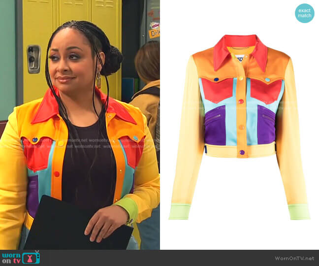 Colorblock Trucker Jacket by Moschino worn by Raven Baxter (Raven-Symoné) on Ravens Home