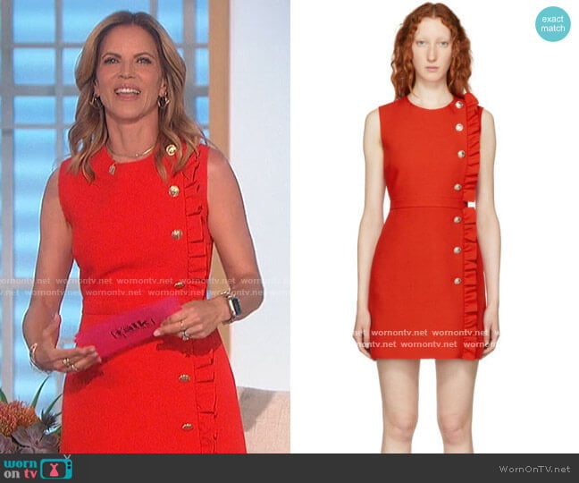 Red Ruffle Dress by MSGM worn by Natalie Morales on The Talk