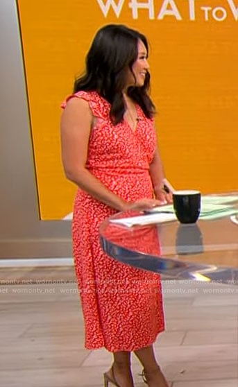 Nancy Chen’s orange floral dress on CBS Mornings