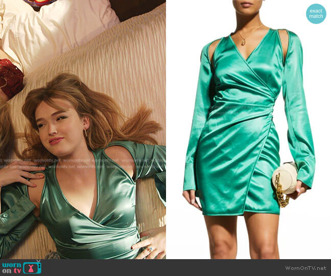 Ira Wrap Mini Dress by Nanushka worn by Kirby Anders (Maddison Brown) on Dynasty