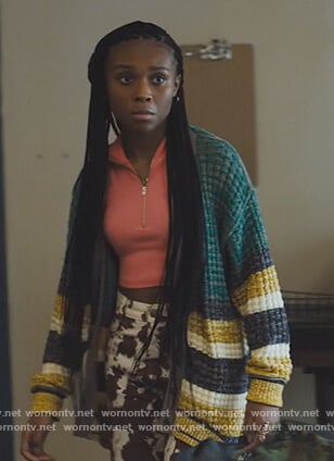 Naomi's stripe knit cardigan on Naomi