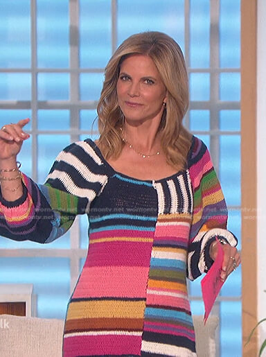 Natalie's mixed stripe knit dress on The Talk