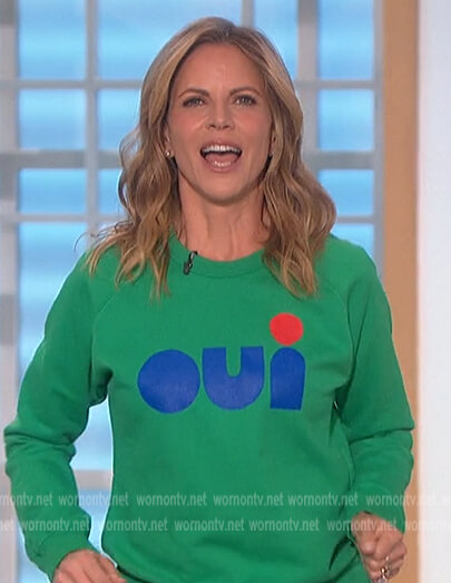 Natalie’s green oui print sweatshirt  on The Talk