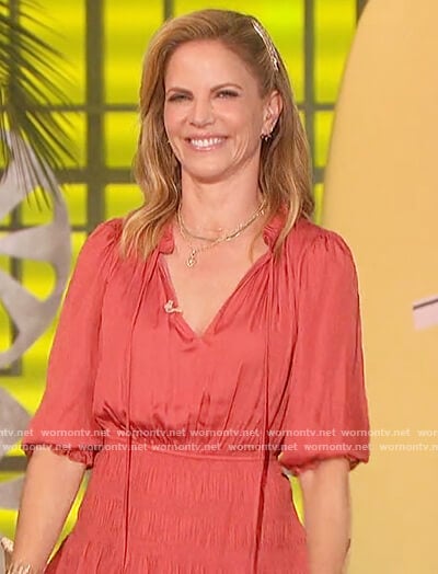 Natalie's bronze ruffled mini dress on The Talk