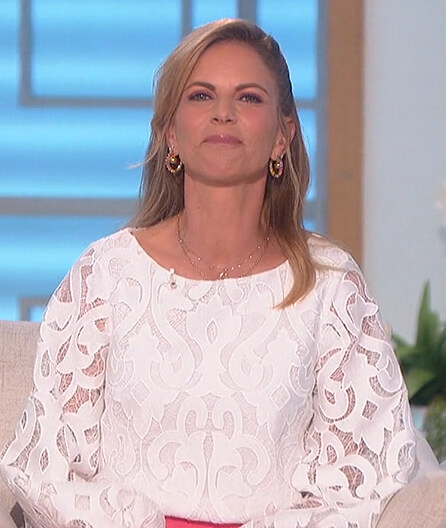 Natalie's white lace top on The Talk