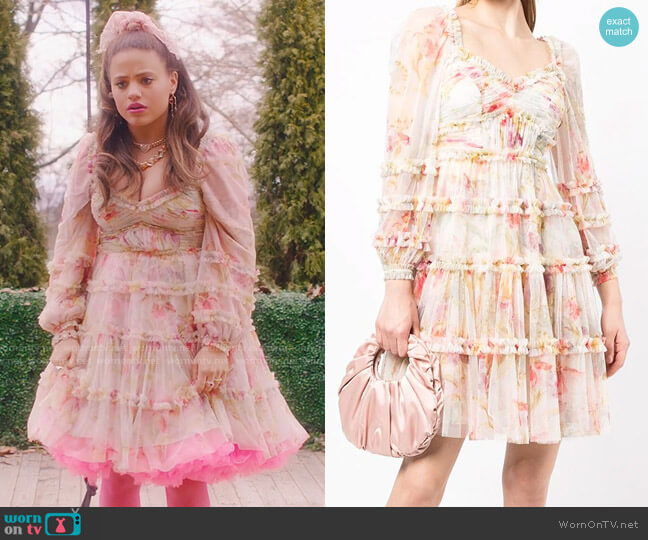 Needle & Thread Floral-print Ruffled Dress worn by Maggie Vera (Sarah Jeffery) on Charmed