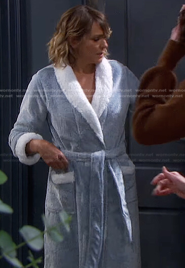 Nicole's blue shearling robe on Days of our Lives